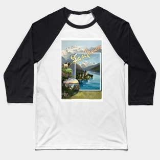 Lac de Thoune Switzerland Vintage Poster 1893 Baseball T-Shirt